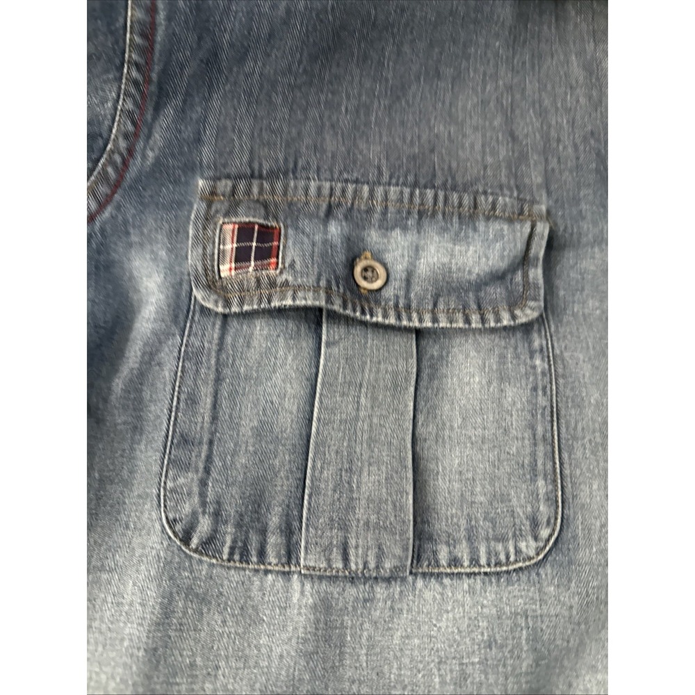 Tommy Hilfiger Shirt Men's XXL Denim Long Sleeve Button Down Blue Jean‎ Vintage - Picture 6 of 13